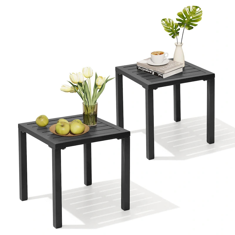Table d'appoint d'extérieur en aluminium carrée pour patio - 39,9 L x 39,9 l x 40,4 H