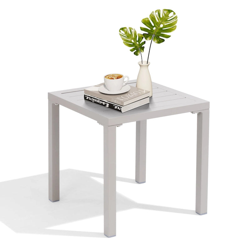 Table d'appoint d'extérieur en aluminium carrée pour patio - 39,9 L x 39,9 l x 40,4 H