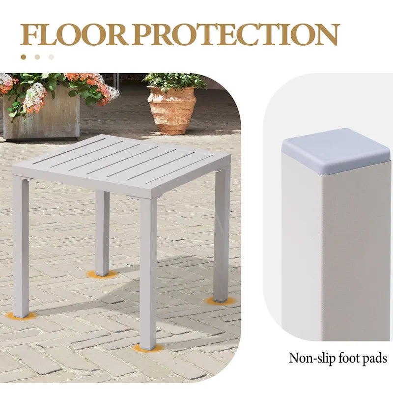 Table d'appoint d'extérieur en aluminium carrée pour patio - 39,9 L x 39,9 l x 40,4 H