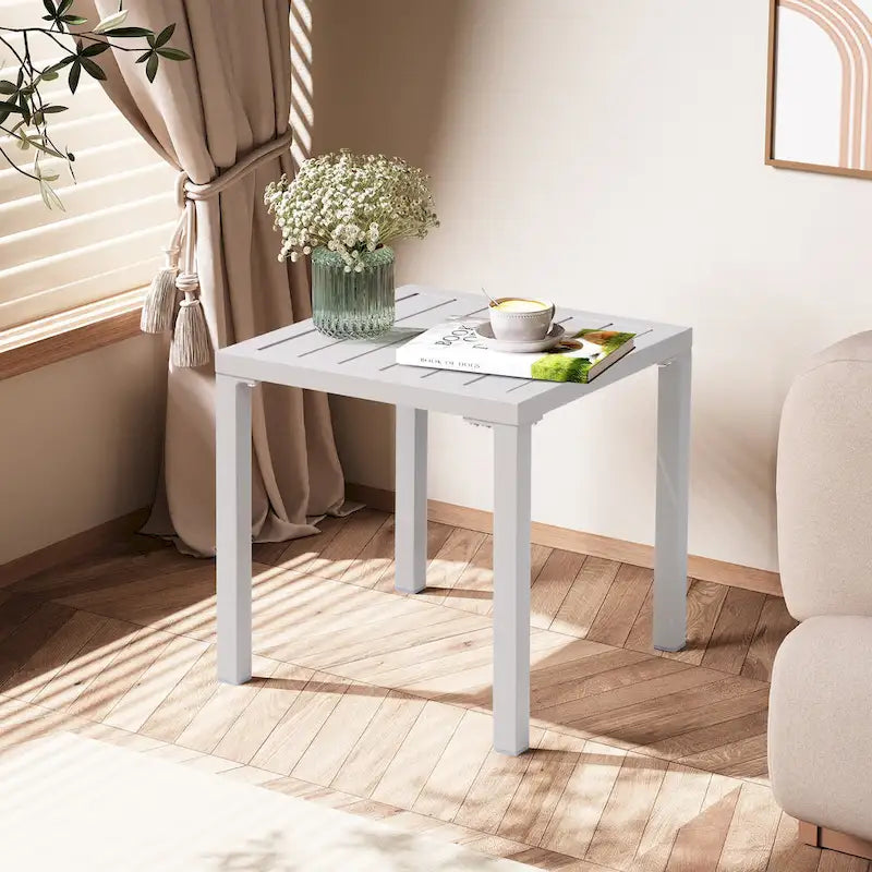 Table d'appoint d'extérieur en aluminium carrée pour patio - 39,9 L x 39,9 l x 40,4 H
