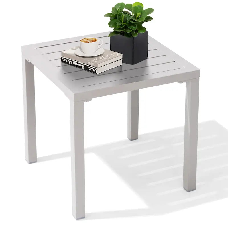Table d'appoint d'extérieur en aluminium carrée pour patio - 39,9 L x 39,9 l x 40,4 H
