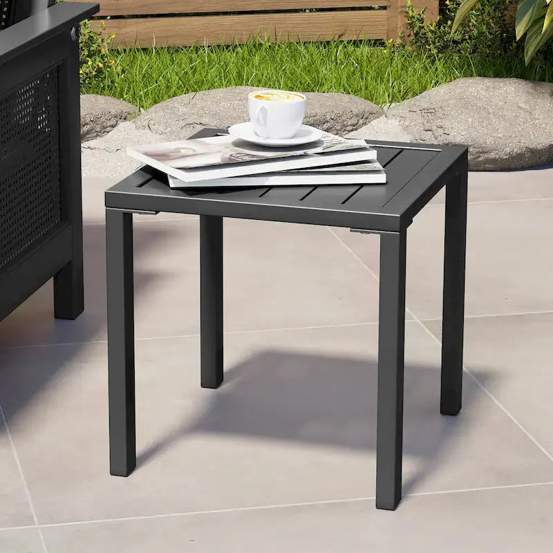Table d'appoint d'extérieur en aluminium carrée pour patio - 39,9 L x 39,9 l x 40,4 H