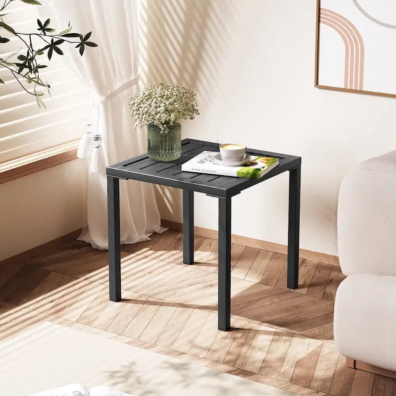 Table d'appoint d'extérieur en aluminium carrée pour patio - 39,9 L x 39,9 l x 40,4 H