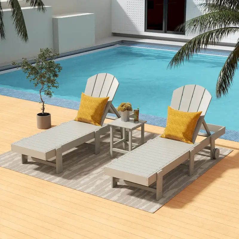 Polytrends Laguna Hdpe All Weather Outdoor Patio Pool Reclining Armless Chaise Lounges (3-Piece Set)