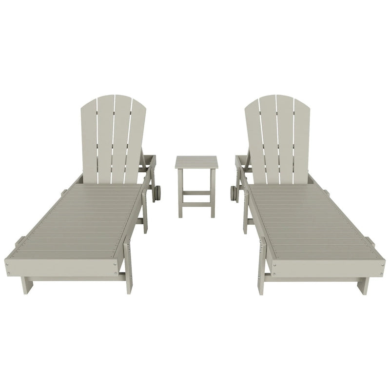 Chaises longues sans accoudoirs inclinables d'extérieur Polytrends Laguna en PEHD résistant aux intempéries pour patio et piscine (ensemble de 3 pièces)