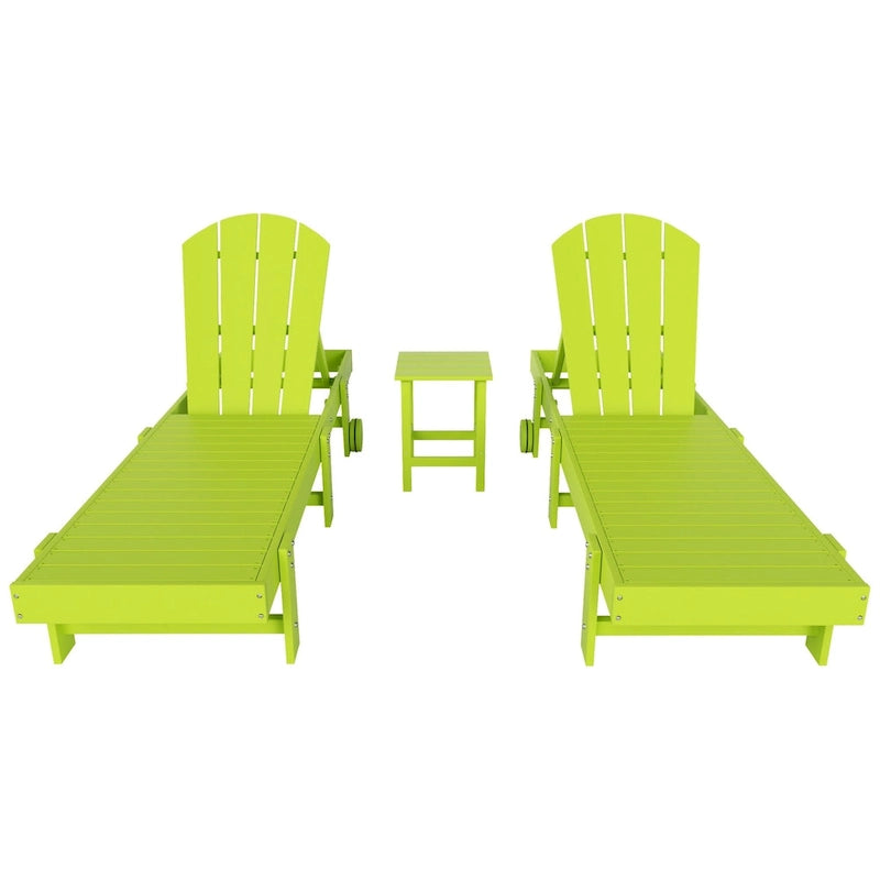 Chaises longues sans accoudoirs inclinables d'extérieur Polytrends Laguna en PEHD résistant aux intempéries pour patio et piscine (ensemble de 3 pièces)