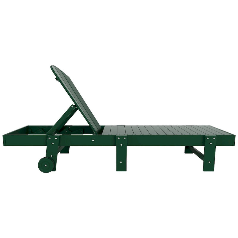 Chaises longues sans accoudoirs inclinables d'extérieur Polytrends Laguna en PEHD résistant aux intempéries pour patio et piscine (ensemble de 3 pièces)