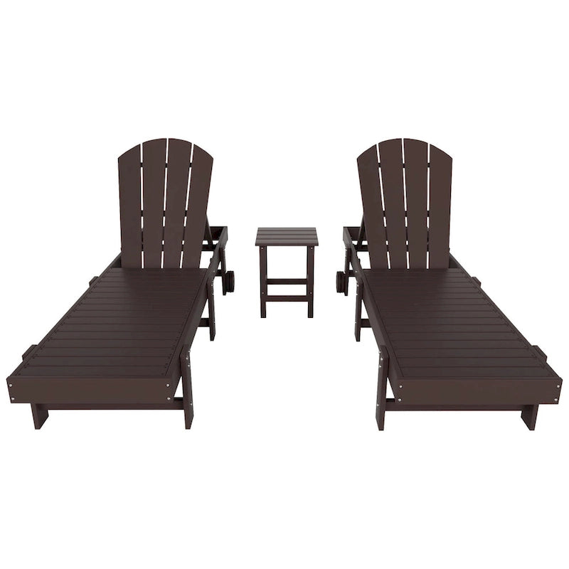 Chaises longues sans accoudoirs inclinables d'extérieur Polytrends Laguna en PEHD résistant aux intempéries pour patio et piscine (ensemble de 3 pièces)
