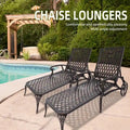 Chaise longue de piscine, chaise longue en fonte d'aluminium avec roues, lot de 2
