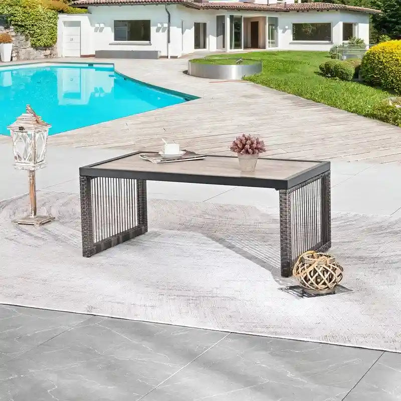 Patio Festival Wicker Metal Side End Coffee Table