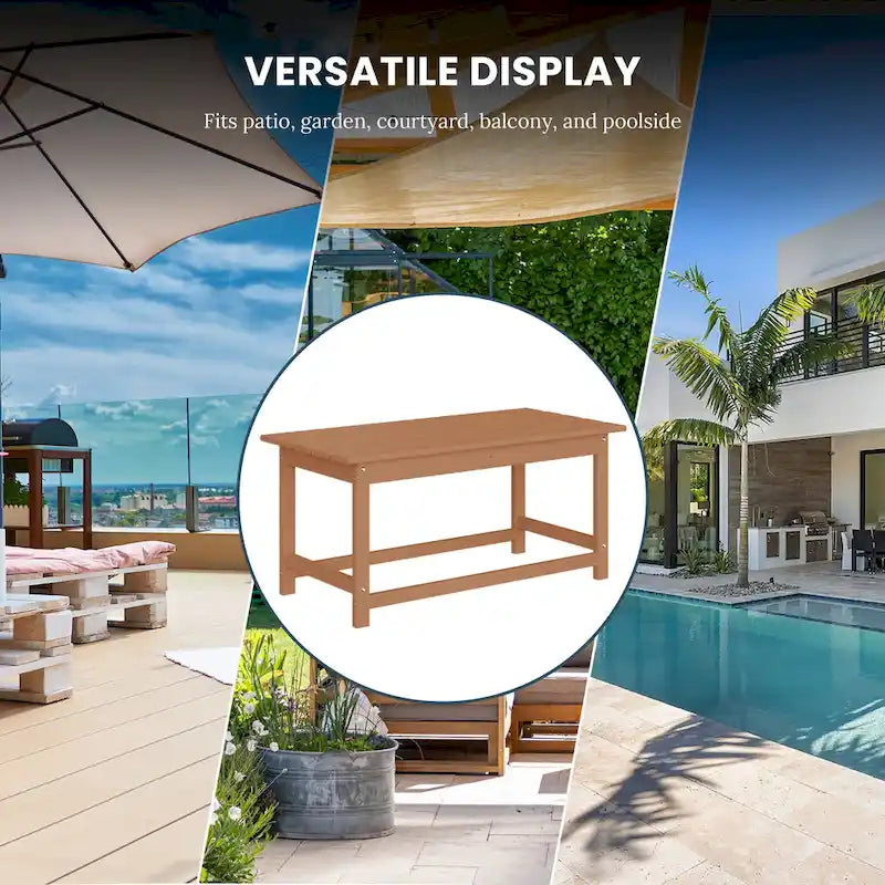 Polytrends Laguna Table Basse Rectangulaire de Patio Extérieur Tout Temps en PEHD