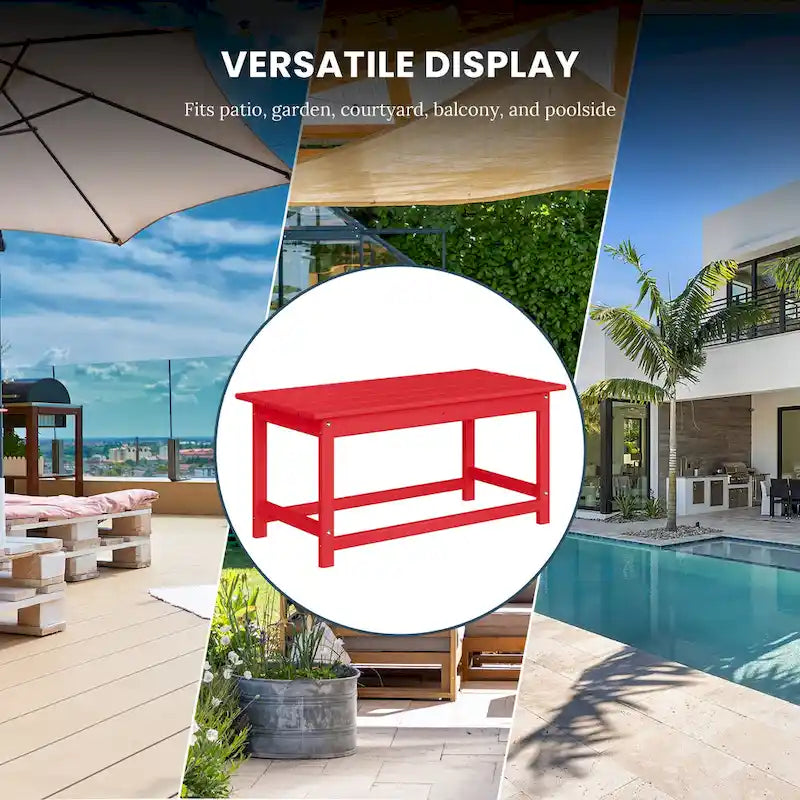 Polytrends Laguna Table Basse Rectangulaire de Patio Extérieur Tout Temps en PEHD
