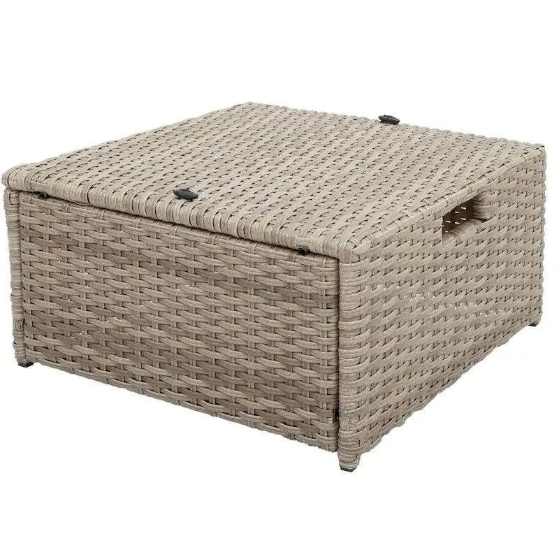 Ensemble de conversation de jardin 4 pièces en osier tout temps avec canapé modulable et ottoman