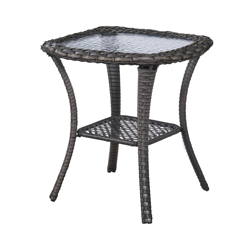 Table Basse en Rotin de Patio Pocassy, Table d'Appoint Extérieure en Rotin - 20X20