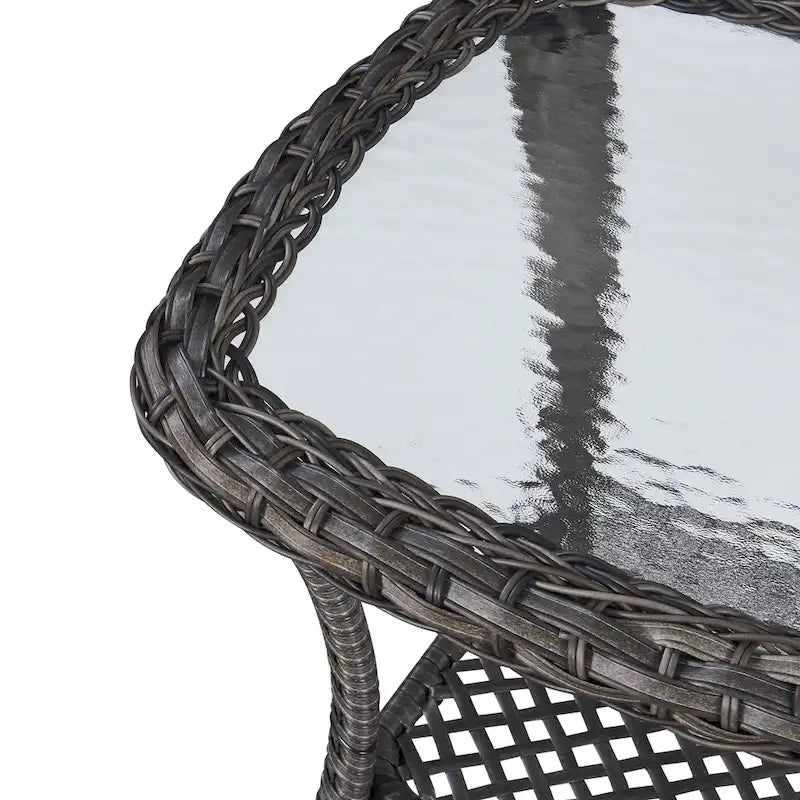 Table Basse en Rotin de Patio Pocassy, Table d'Appoint Extérieure en Rotin - 20X20