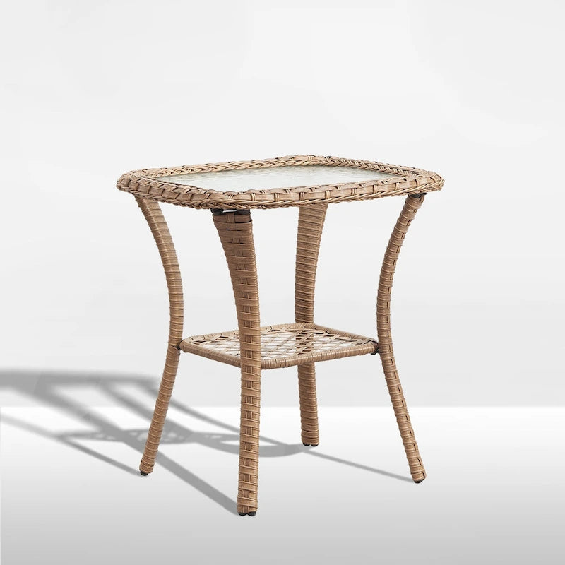 Table Basse en Rotin de Patio Pocassy, Table d'Appoint Extérieure en Rotin - 20X20