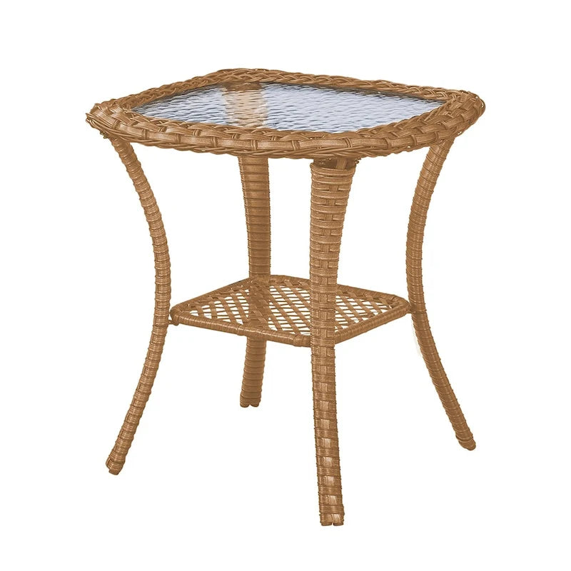 Table Basse en Rotin de Patio Pocassy, Table d'Appoint Extérieure en Rotin - 20X20