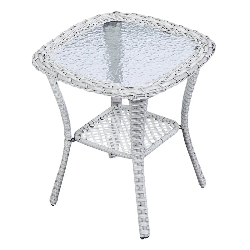 Table Basse en Rotin de Patio Pocassy, Table d'Appoint Extérieure en Rotin - 20X20