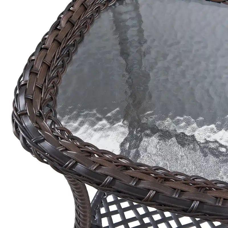 Table Basse en Rotin de Patio Pocassy, Table d'Appoint Extérieure en Rotin - 20X20