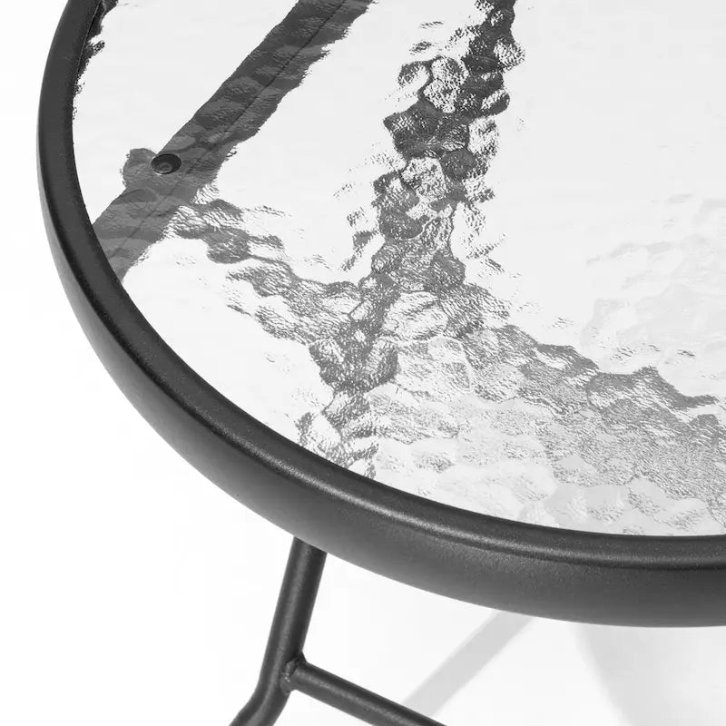 Crestlive Outdoor Side Table Petite table pliante de patio avec plateau en verre trempé