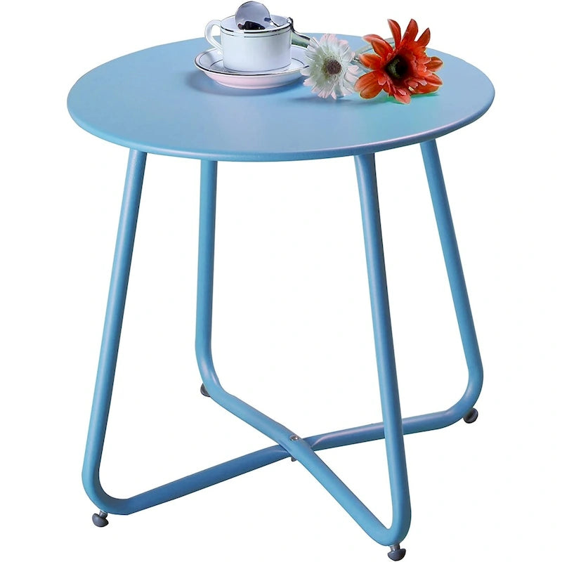 Clihome Table d'appoint ronde moderne en acier pour l'extérieur