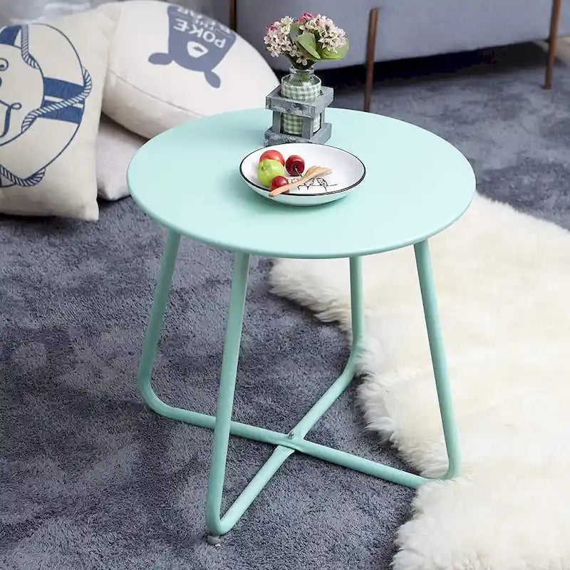 Clihome Table d'appoint ronde moderne en acier pour l'extérieur