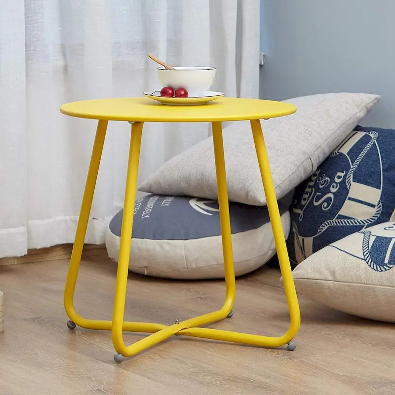 Clihome Table d'appoint ronde moderne en acier pour l'extérieur