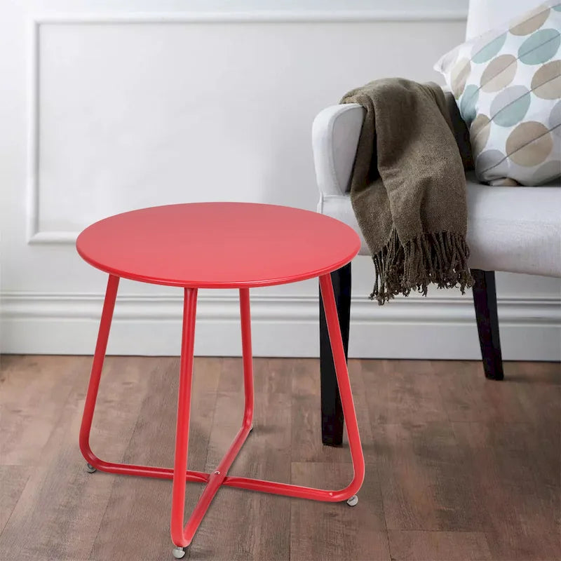 Clihome Table d'appoint ronde moderne en acier pour l'extérieur