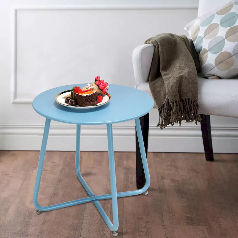 Clihome Table d'appoint ronde moderne en acier pour l'extérieur