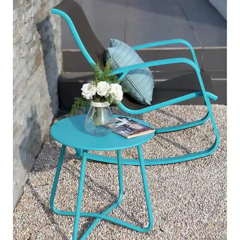 Clihome Table d'appoint ronde moderne en acier pour l'extérieur