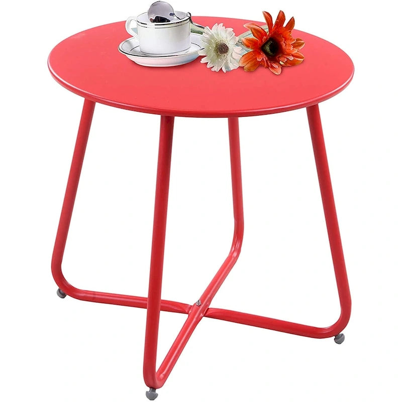 Clihome Table d'appoint ronde moderne en acier pour l'extérieur