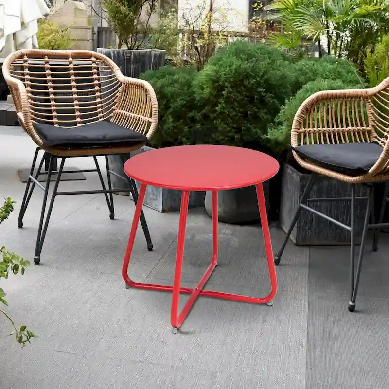 Clihome Table d'appoint ronde moderne en acier pour l'extérieur