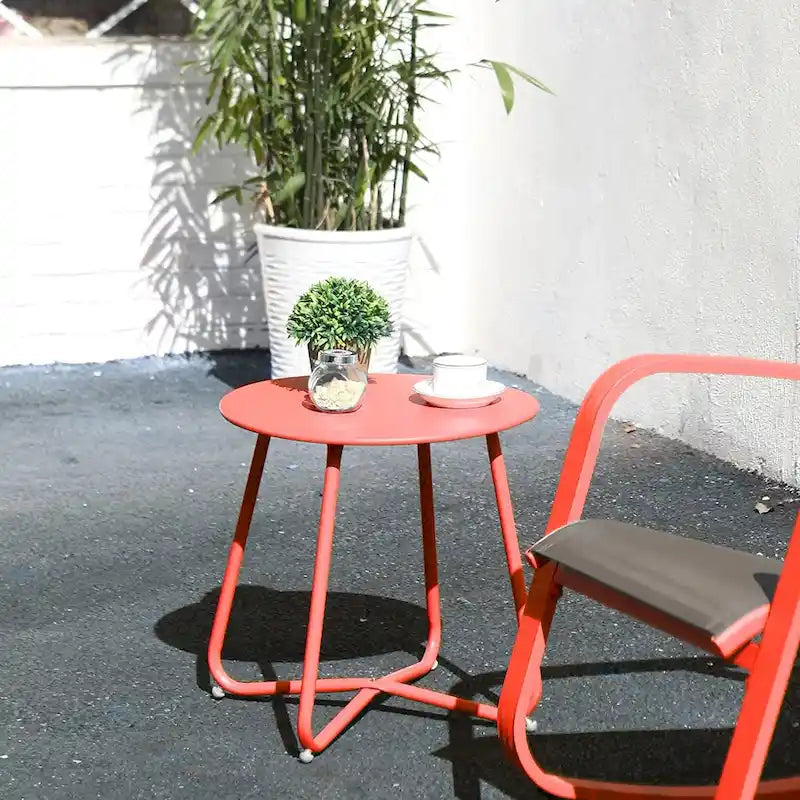 Clihome Table d'appoint ronde moderne en acier pour l'extérieur