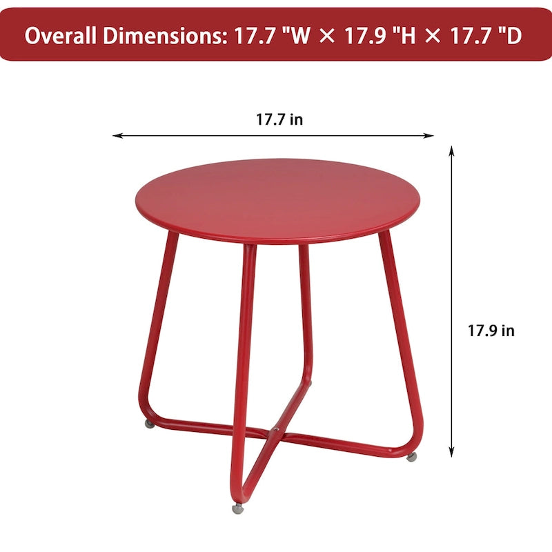 Clihome Table d'appoint ronde moderne en acier pour l'extérieur