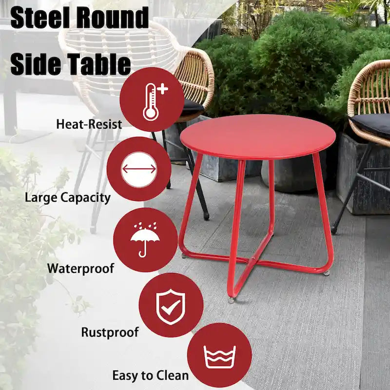 Clihome Table d'appoint ronde moderne en acier pour l'extérieur