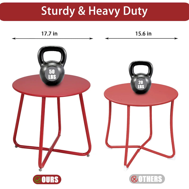 Clihome Table d'appoint ronde moderne en acier pour l'extérieur
