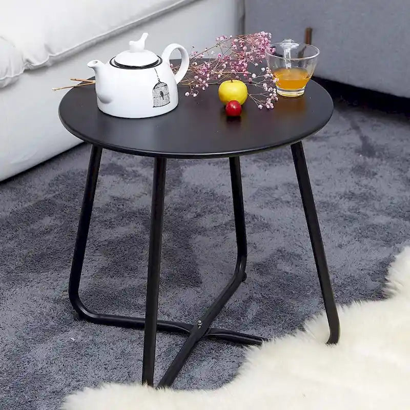 Clihome Table d'appoint ronde moderne en acier pour l'extérieur