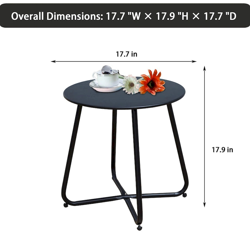 Clihome Table d'appoint ronde moderne en acier pour l'extérieur