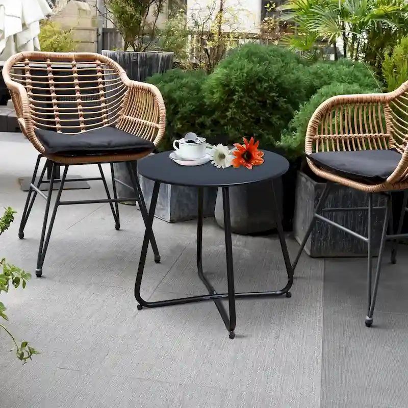 Clihome Table d'appoint ronde moderne en acier pour l'extérieur