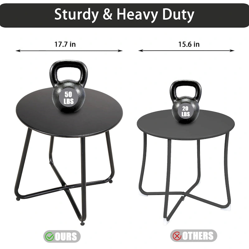 Clihome Table d'appoint ronde moderne en acier pour l'extérieur