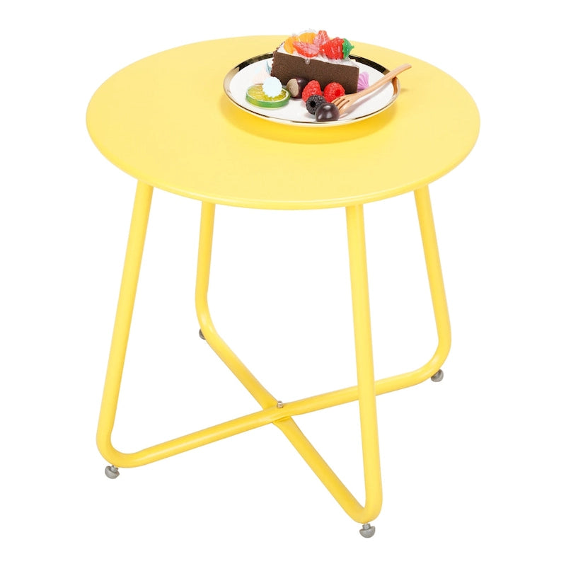 Clihome Table d'appoint ronde moderne en acier pour l'extérieur