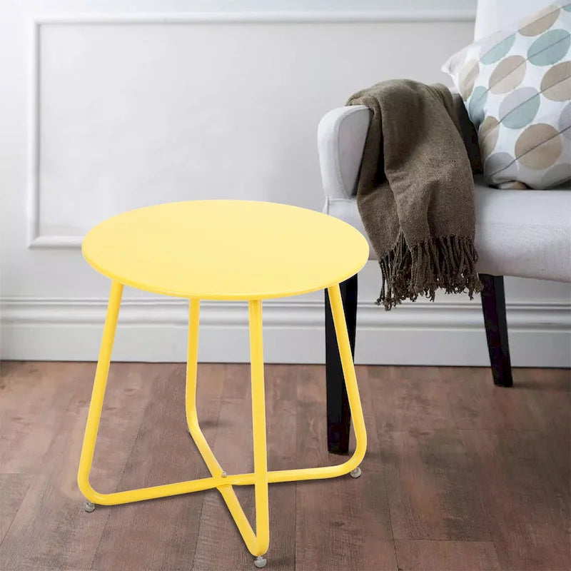 Clihome Table d'appoint ronde moderne en acier pour l'extérieur