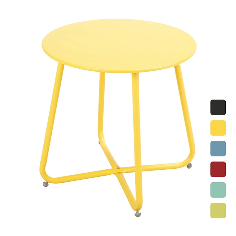 Clihome Table d'appoint ronde moderne en acier pour l'extérieur