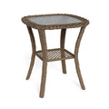 Table d'appoint d'extérieur en osier Rio Vista avec plateau en verre trempé