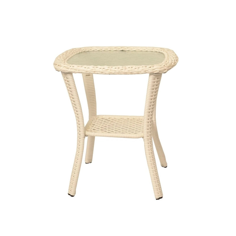 Table d'appoint d'extérieur en osier Rio Vista avec plateau en verre trempé