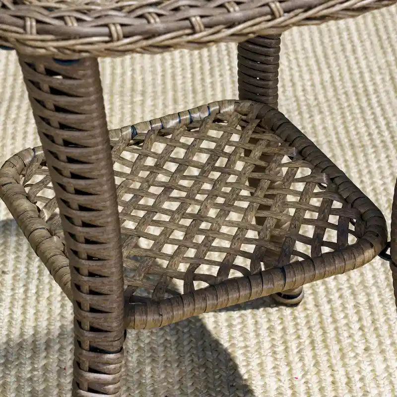 Table d'appoint d'extérieur en osier Rio Vista avec plateau en verre trempé