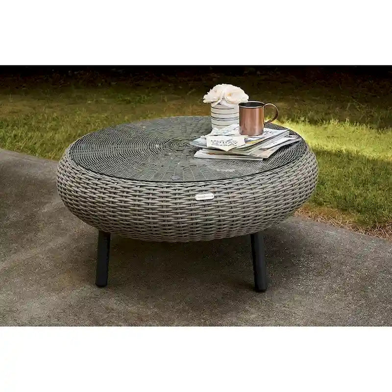 Table basse ronde en osier d'extérieur Tortuga