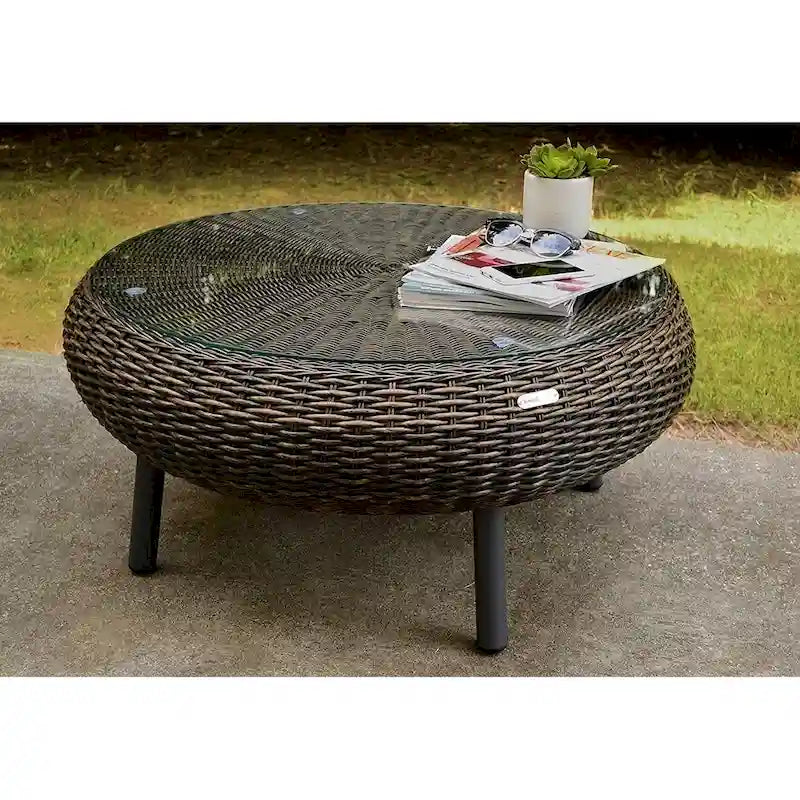 Table basse ronde en osier d'extérieur Tortuga
