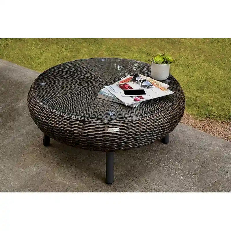 Table basse ronde en osier d'extérieur Tortuga