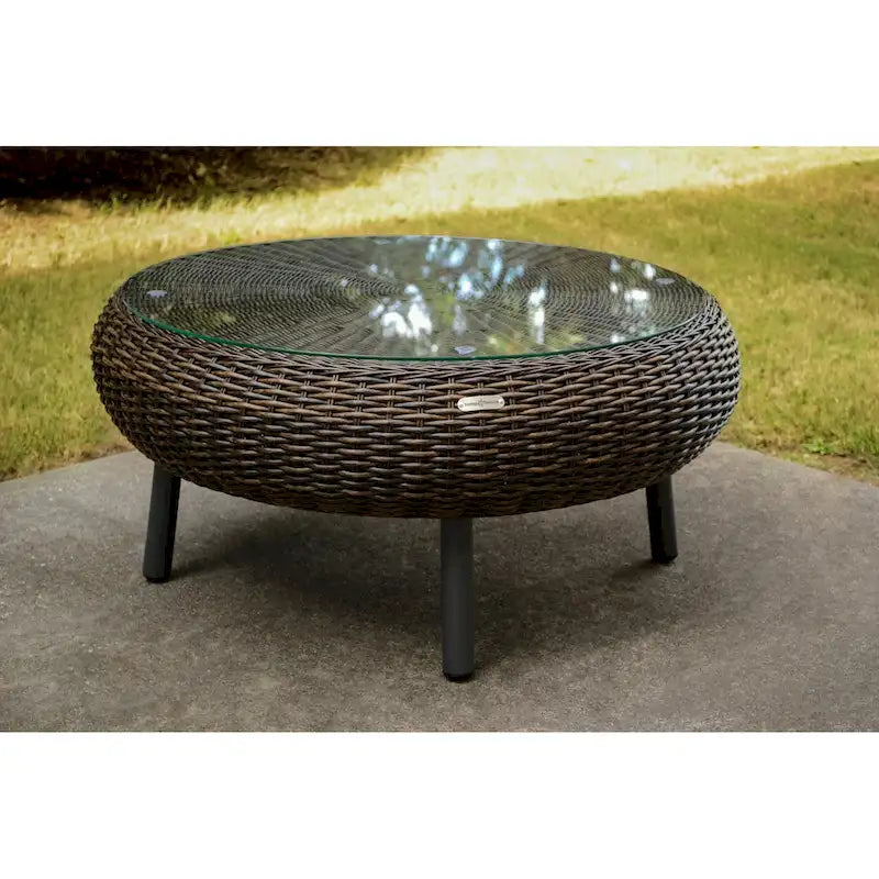Table basse ronde en osier d'extérieur Tortuga